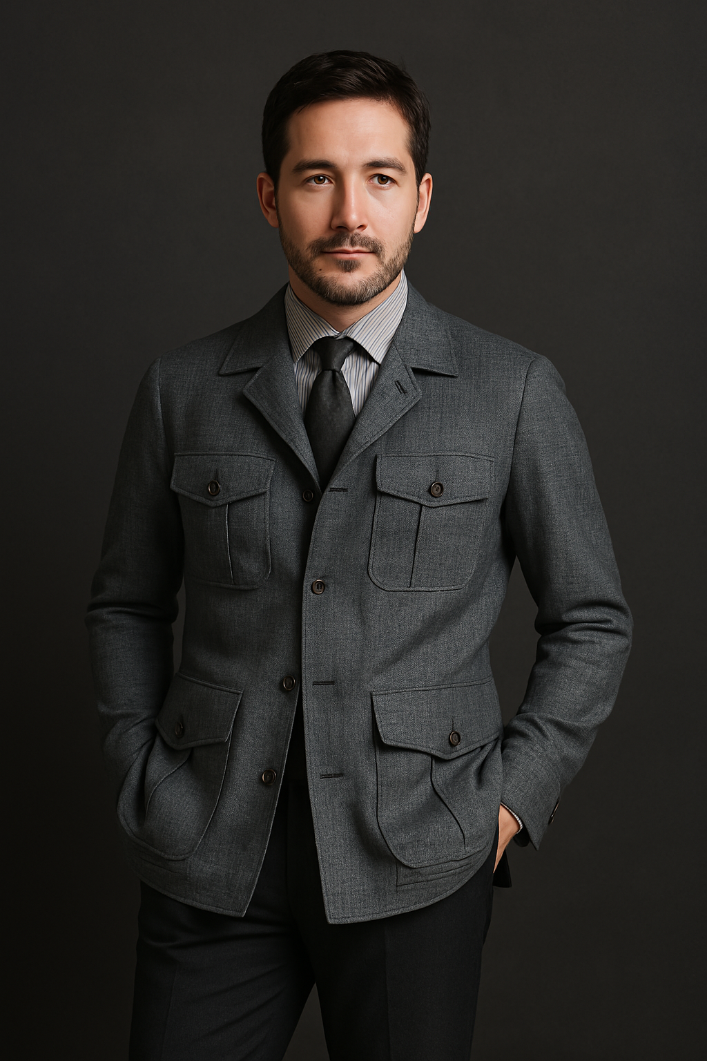 Tailored wool overcoat with patch pockets